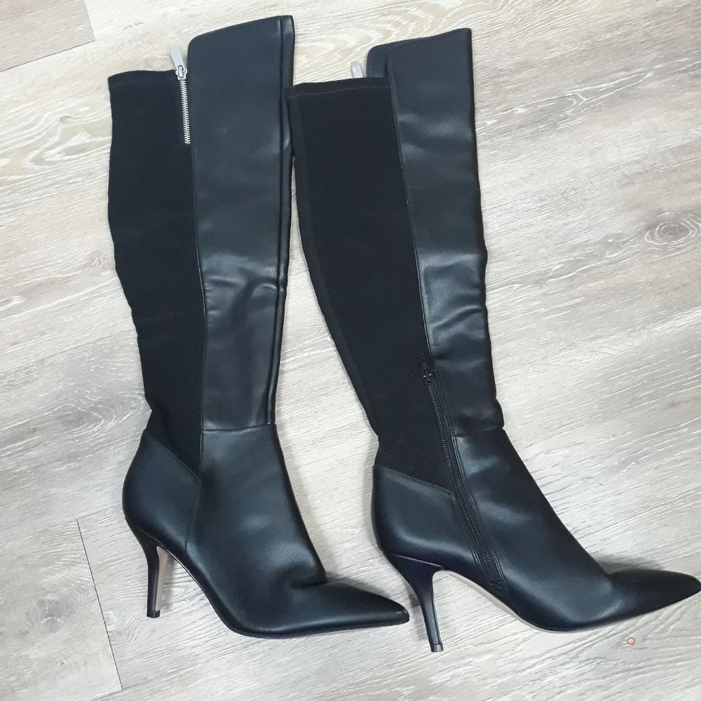 Marc Fisher Black Pointed-Toe Knee Boots